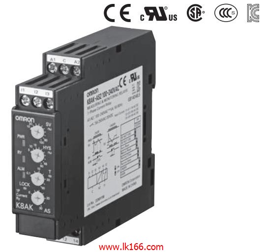 OMRON Single-phase Current Relay K8AK-AS1 100-240VAC